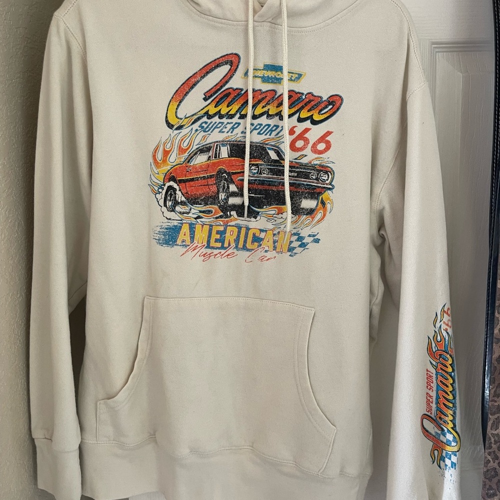 Camaro Cream Hoodie with Graphic Print